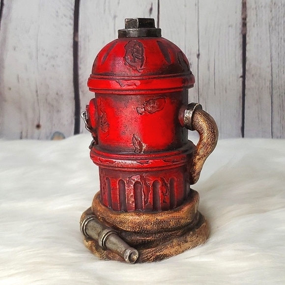 Fire Hydrant Red Coin Resin Money Bank Fire Hose Vintage Childs Fireman - Picture 1 of 12